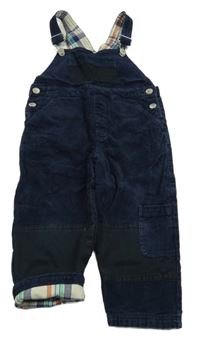 Tmavomodré podšité laclové manšestráky s kapsami 