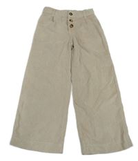 Béžové žebrované široké kalhoty 