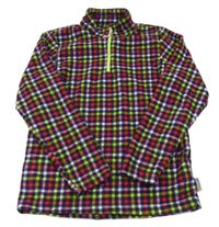 Fialovo-zelená kostkovaná fleecová mikina 