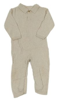 Světelbéžový vzorovaný pletený overal s límečkem F&F