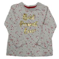 Bílo-červené vzorované triko se zlatým nápisem Pep&Co