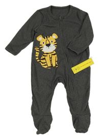 Nové - Tmavošedý melírovaný overal s tygrem shein