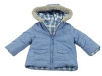 Modrá šusťáková zateplená oboustanná bunda s kapucí Mayoral