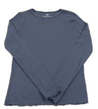 Tmavomodré žebrované triko H&M