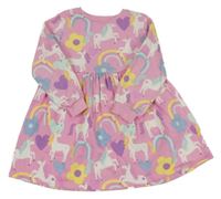 Růžové teplákové šaty s jednorožci F&F