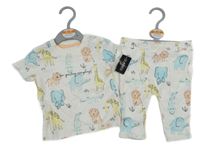 Nové - 2 set - bílé tričko s barevnými zvířaty + lehké tepláky dunnes