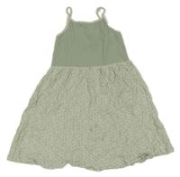 Zelené květované žebrované lehké šaty Primark