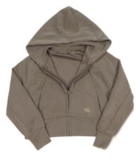 Hnědá sportovní crop propínací mikina s kapucí zara