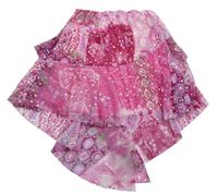 Růžová vzorovaná šifonová sukně s flitry