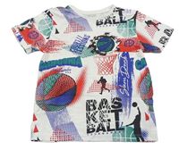 Bílo-barevné tričko s basketbalovým motivem Primark