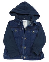 Tmavomodrá riflovo-tepláková bunda s kapucí La Redoute