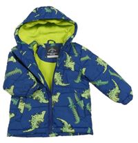 Tmavomodrá šusťáková zimní bunda s diny a kapucí George