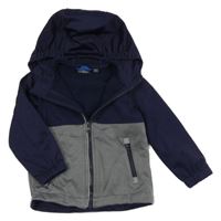 Tmavomodro-šedá softshellová funkční bunda s kapucí Crane