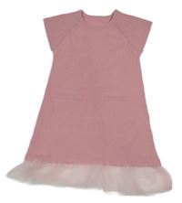 Růžové pletené třpytivé šaty s tylovým prvkem 