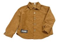 Okrová žebrovaná košilová bunda Shein