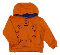 Pomerančová mikina s nápisem a kapucí Baker