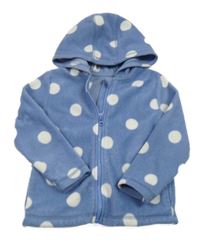 Modro-bílá puntíkatá fleecová propínací mikina s kapucí George