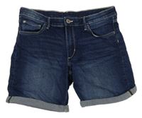Tmavomodré teplákové riflové kraťasy Denim Co.