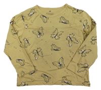 Okrové triko s motýlky H&M