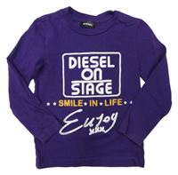 Fialové triko s nápisy Diesel 