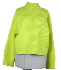 Dámský limetkový žebrovaný crop svetr River Island 