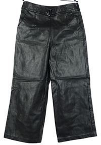 Dámské černé koženkové culottes kalhoty 