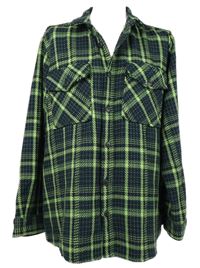 Pánská tmavomodro-zelená kostkovaná košilová bunda Primark 