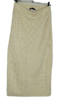 Dámská smetanová ažurová pletená midi sukně M&S