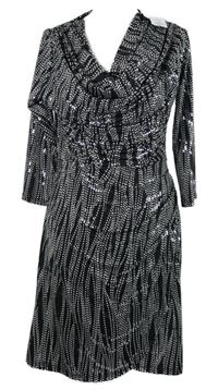 Dámské černo-stříbrné puntíkované šaty s vodou F&F