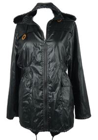 Dámská černá šusťáková jarní parka s kapucí 