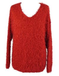 Dámský červený chlupatý svetr TU 