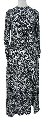 Dámské černo-bílé vzorované midi šaty  Reserved 
