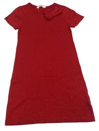 Červené třpytivé úpletové šaty s mašlí H&M