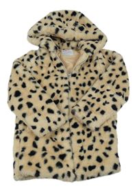 Béžový kožešinový zateplený kabát s kapucí Primark