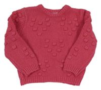 Malinový svetr s bambulkami Primark