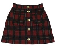 Červeno-černá kostkovaná sukně s knoflíčky River Island