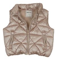 Světlerůžová šusťáková lesklá zateplená vesta Minoti 