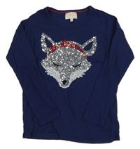 Tmavomodré triko s liškou z flitrů M&S