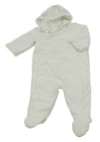 Bílá sametová zateplená kombinéza s liškami a kapucí C&A