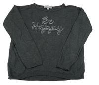 Antracitový lehký svetr s nápise jcb