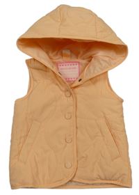 Neonově oranžová šusťáková prošívaná zateplená vesta s kapucí Topomini