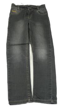 Šedé rifle s výšivkou 