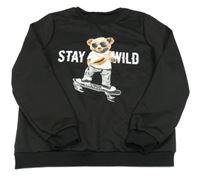 Černá sportovní mikina s medvědem Shein