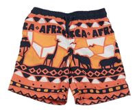 Barevné lehké šusťákové kraťasy s africkým motivem little kids