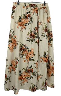 Dámská béžová zavinovací sukně s květy a všitými kraťasy Shein