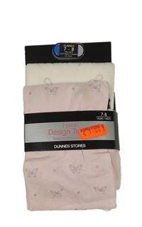 Nové - 2x bílé a růžové silonky se třpytivými potisky Dunnes