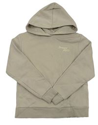 Béžovošedá mikina s nápisem a kapucí H&M