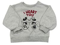 Světlešedá mikina s Mickeym a Minnie Disney