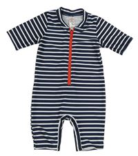 Tmavomodro-bílý pruhovaný UV overal Matalan