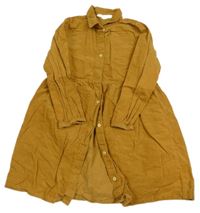 Hořčicové manšestrové košilové šaty H&M